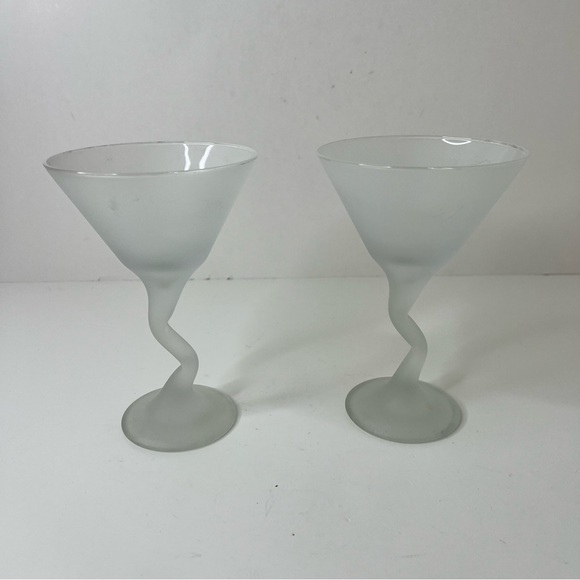 Vintage Frosted Martini Glasses with Twisted Stems Set of two - Picture 1 of 6